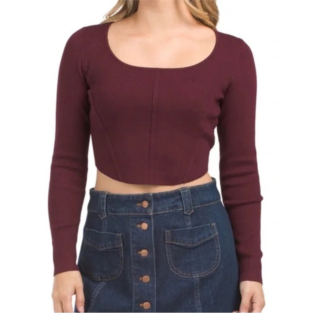 House of Harlow 1960 Corset Maroon Crop Top